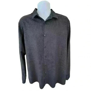 Men's Alfani Black Button Up Long Sleeve Shirt/100% Cotton/Micro Plaid/ Size XL